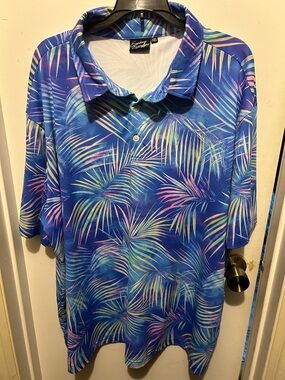 Sunday Swagger: Sundance Blue Tropical Print Men's Polo
